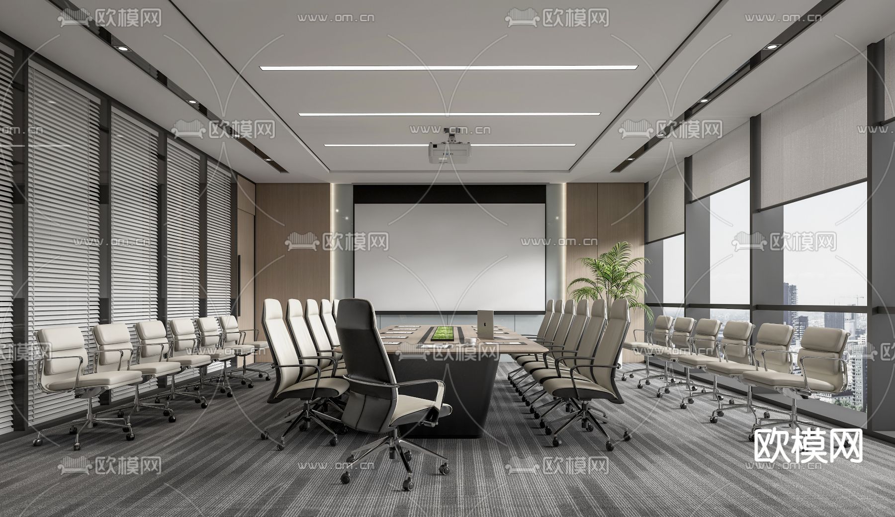 现代会议室3d模型下载
