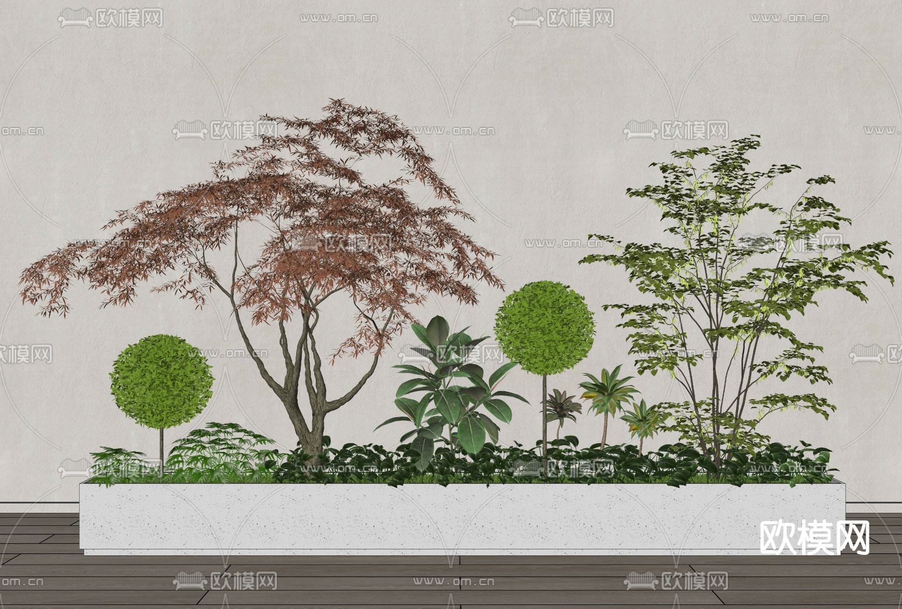绿植花箱 花池 花坛su模型下载（渲染图2）