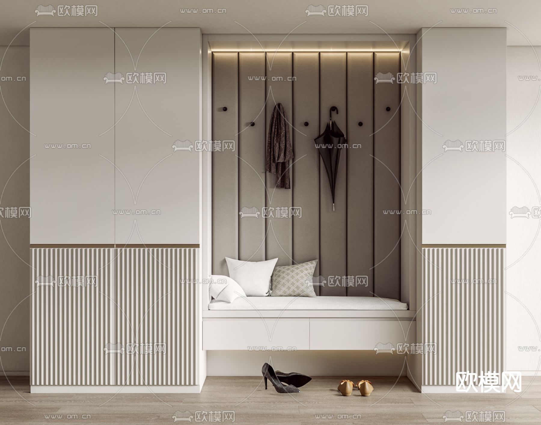 现代玄关鞋柜su模型下载（渲染图1）