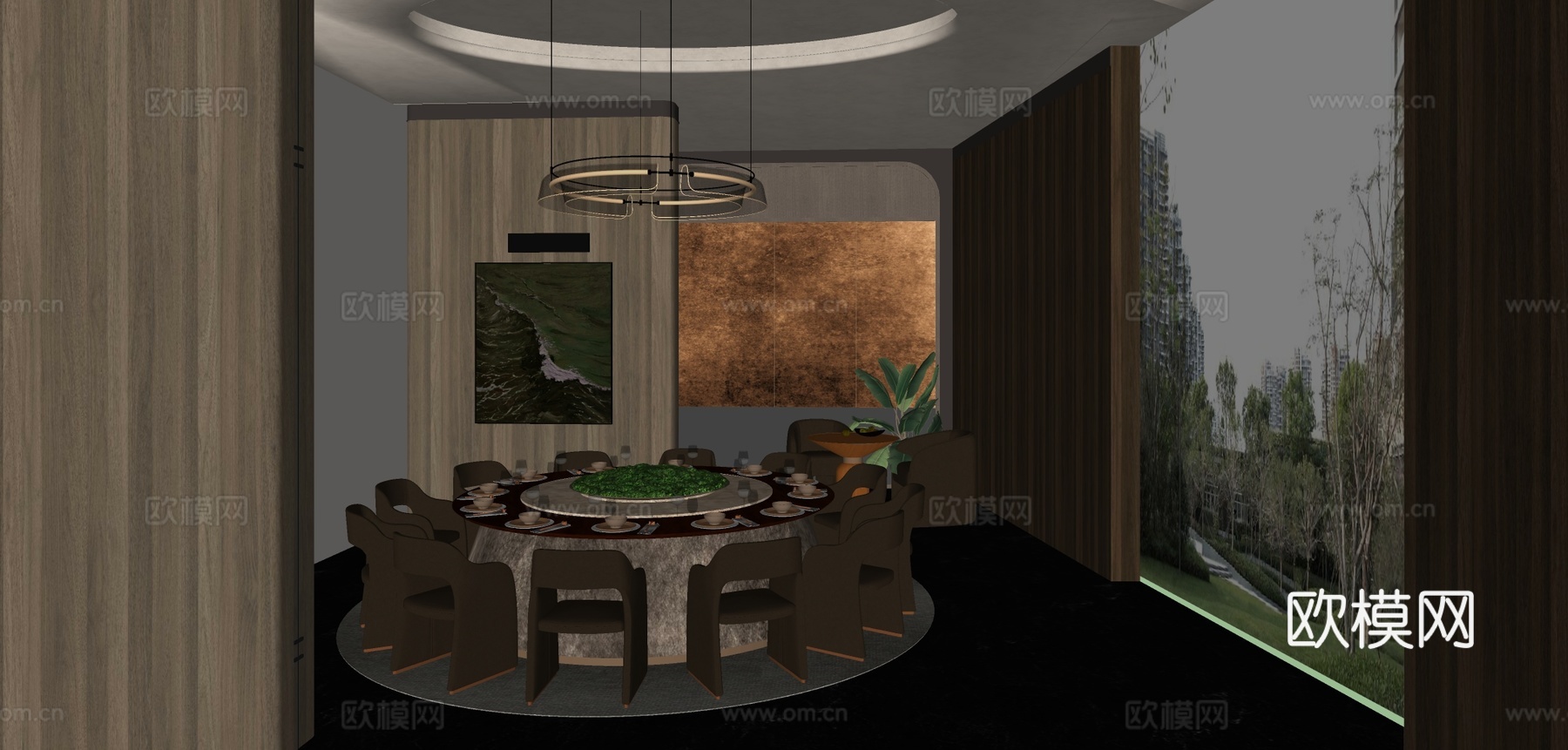 中餐厅包厢su模型下载（渲染图1）