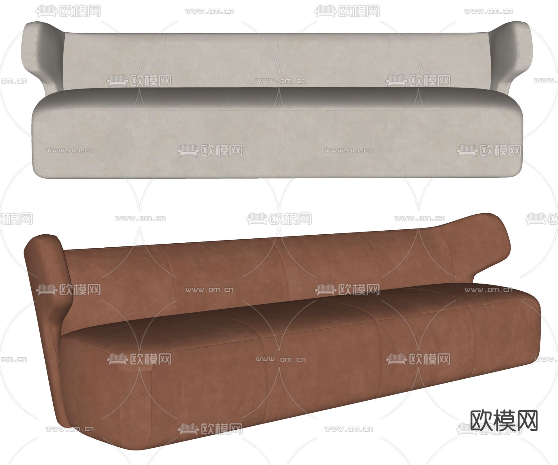 现代布艺多人沙发su模型下载（渲染图2）