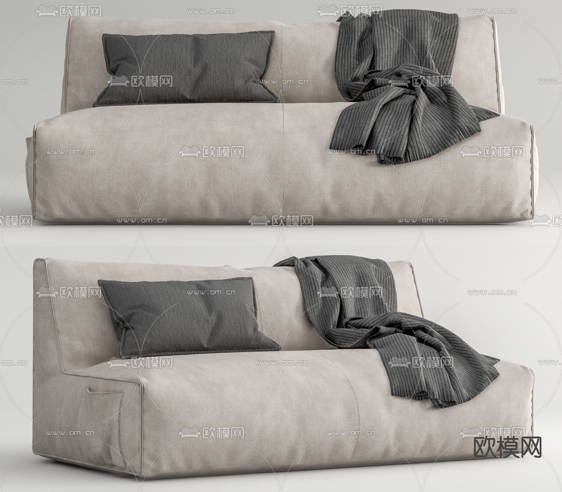 Gart侘寂双人沙发su模型