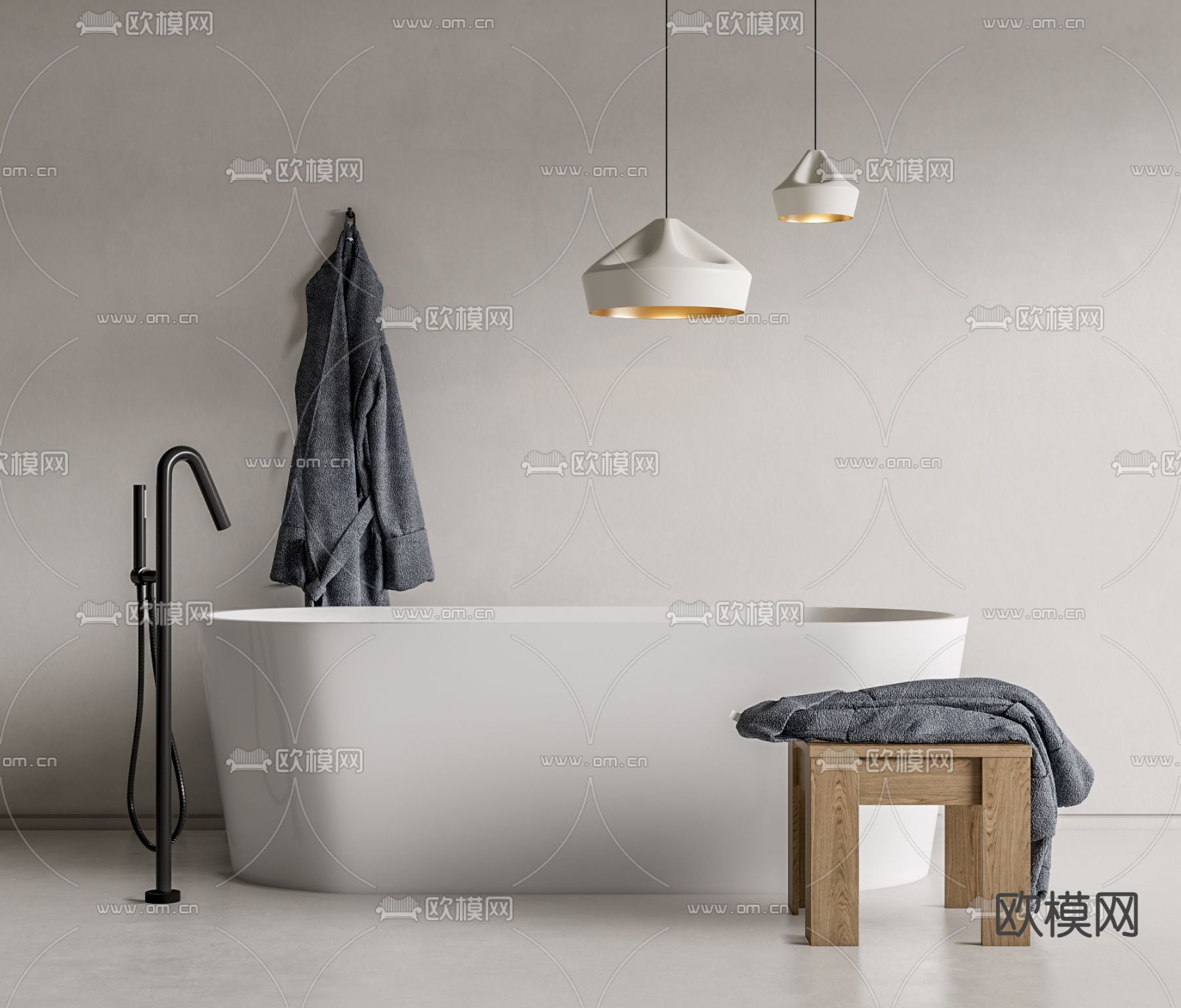 现代浴缸su模型下载（渲染图1）