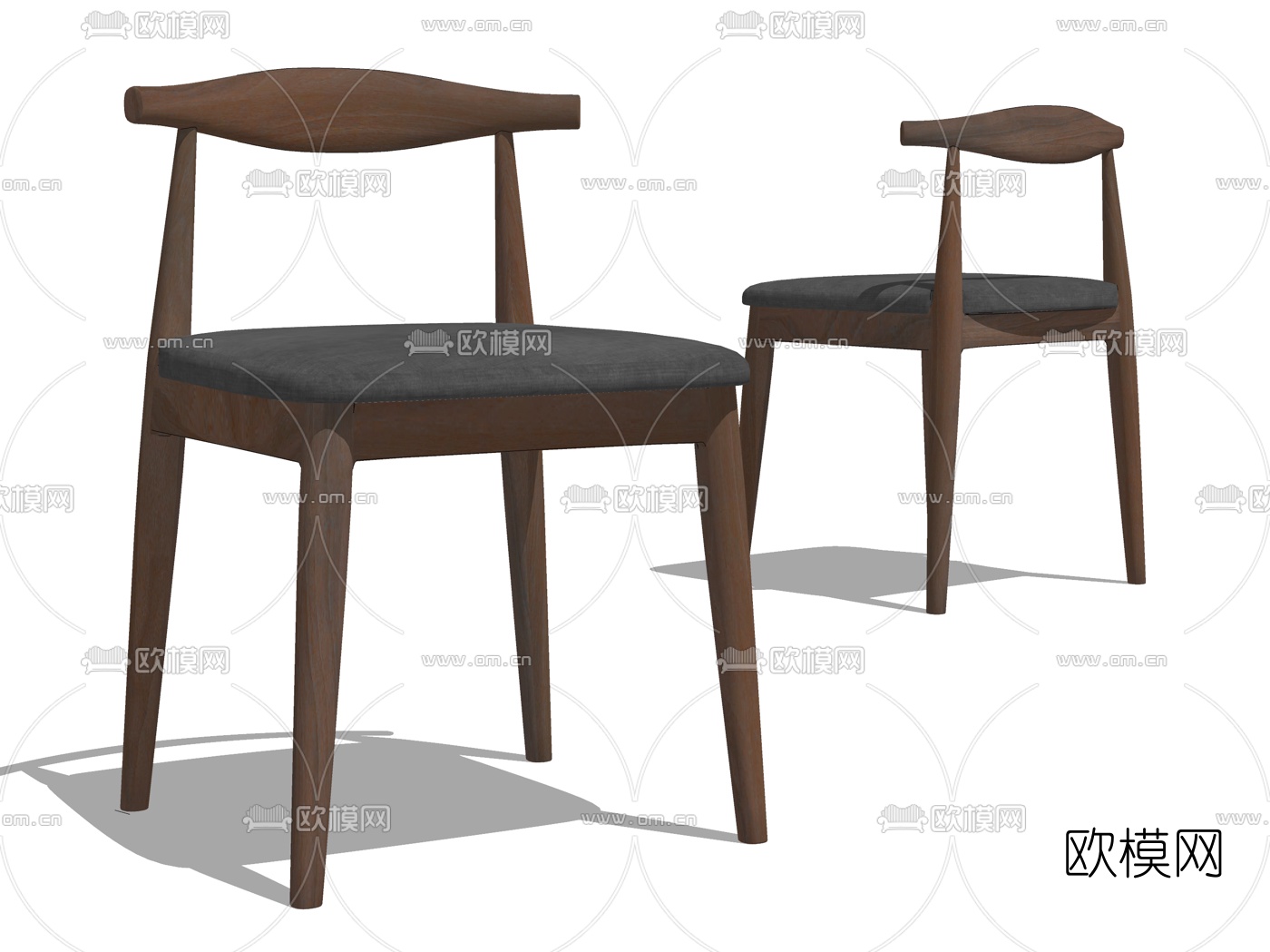 现代实木单椅su模型