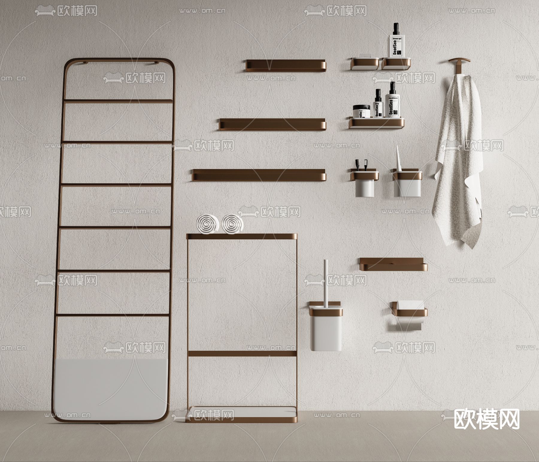 现代毛巾架置物架su模型