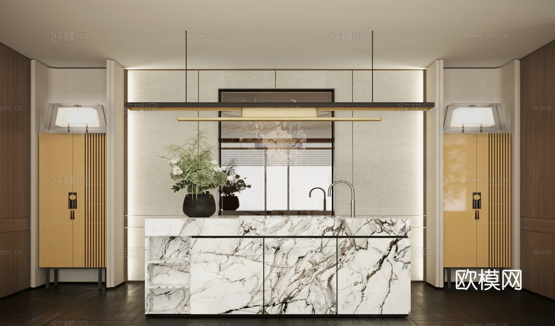 酒店前台 酒店接待台su模型下载（渲染图2）