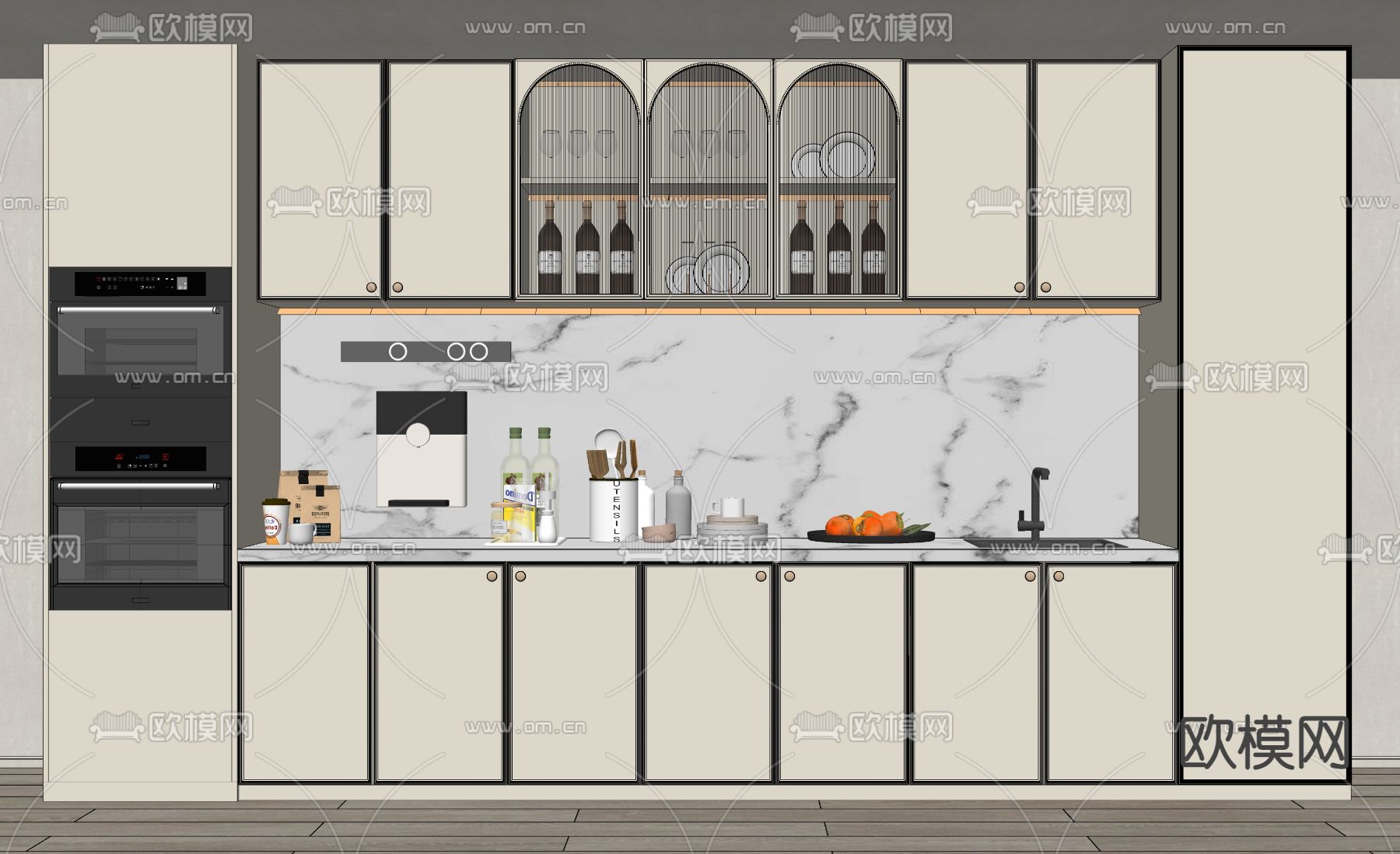 法式橱柜su模型下载（渲染图2）