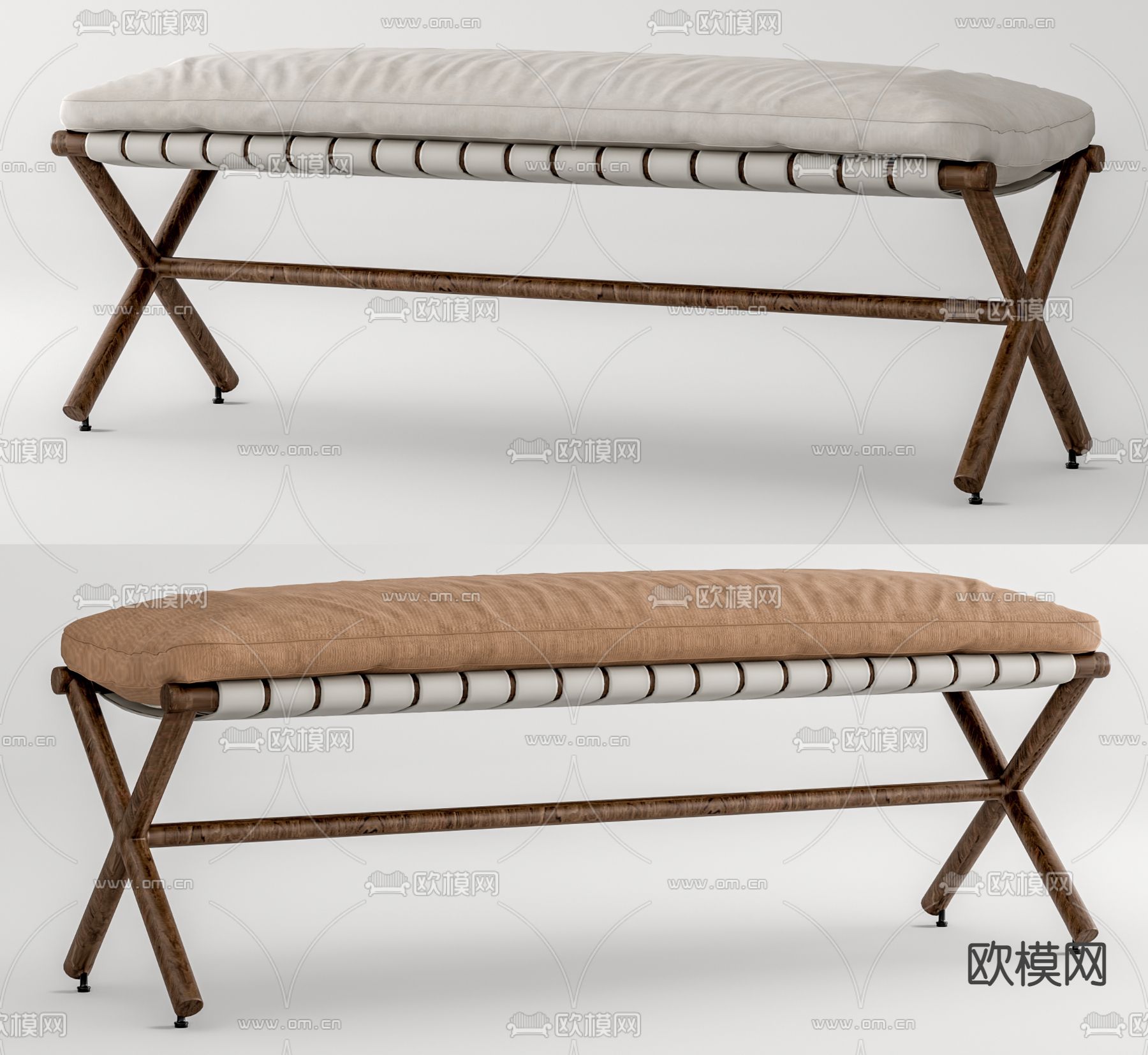 现代床尾凳沙发凳su模型