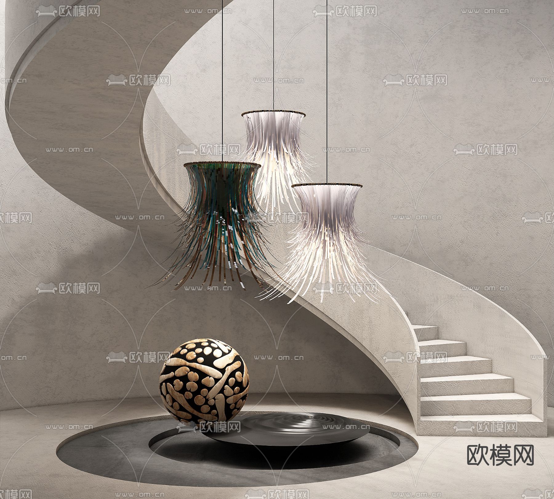 现代楼梯雕塑小品su模型