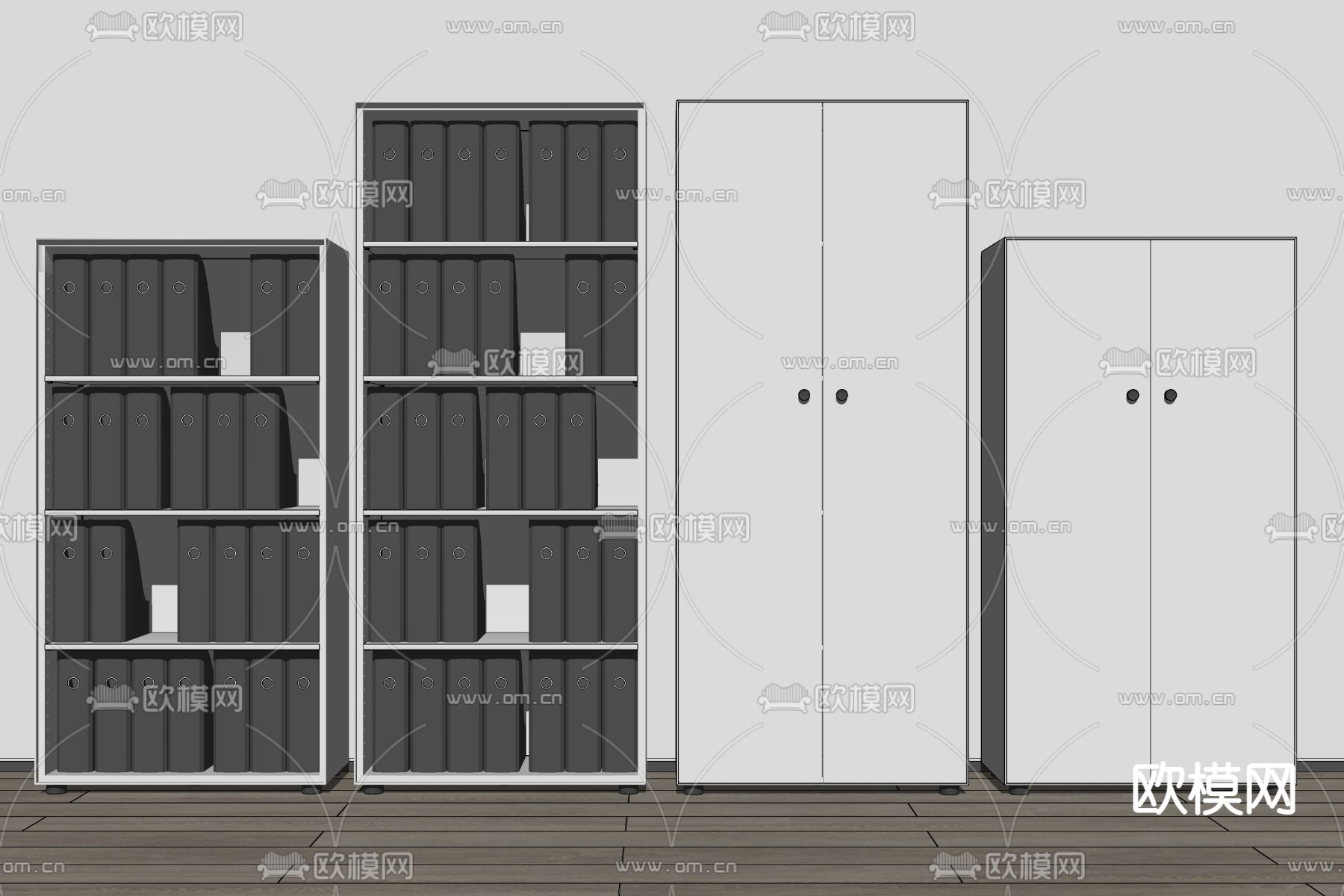 现代办公柜文件柜su模型下载（渲染图2）