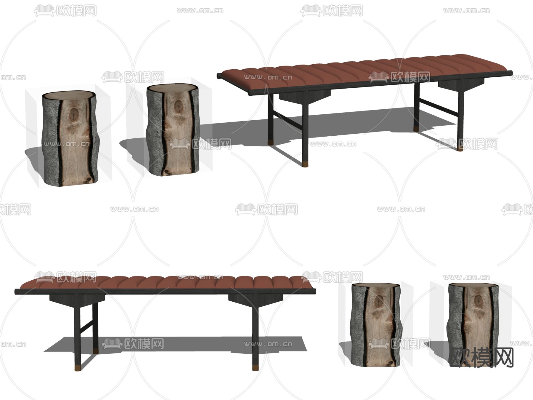 现代亚克力矮凳沙发凳su模型