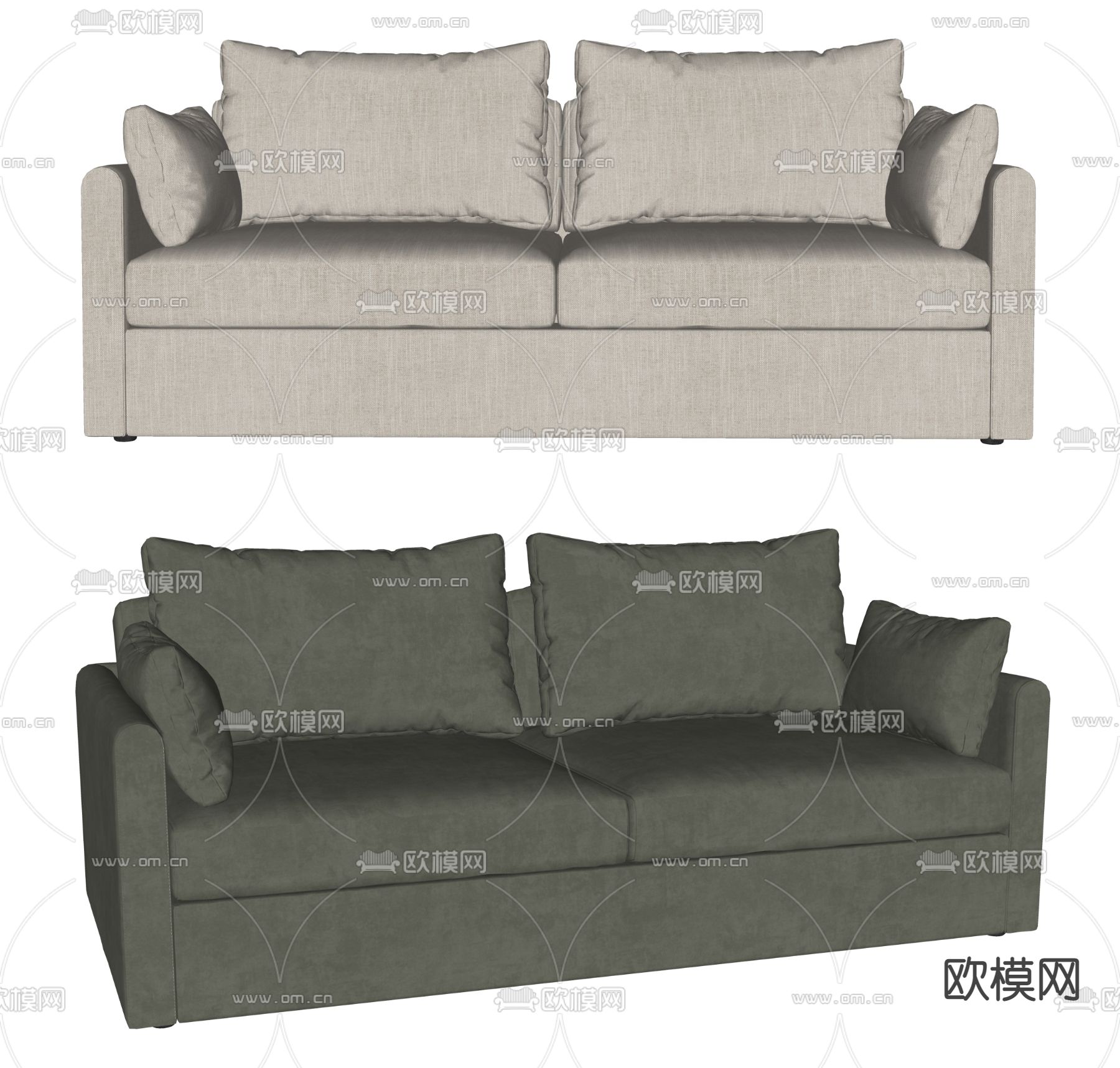 现代布艺双人沙发su模型
