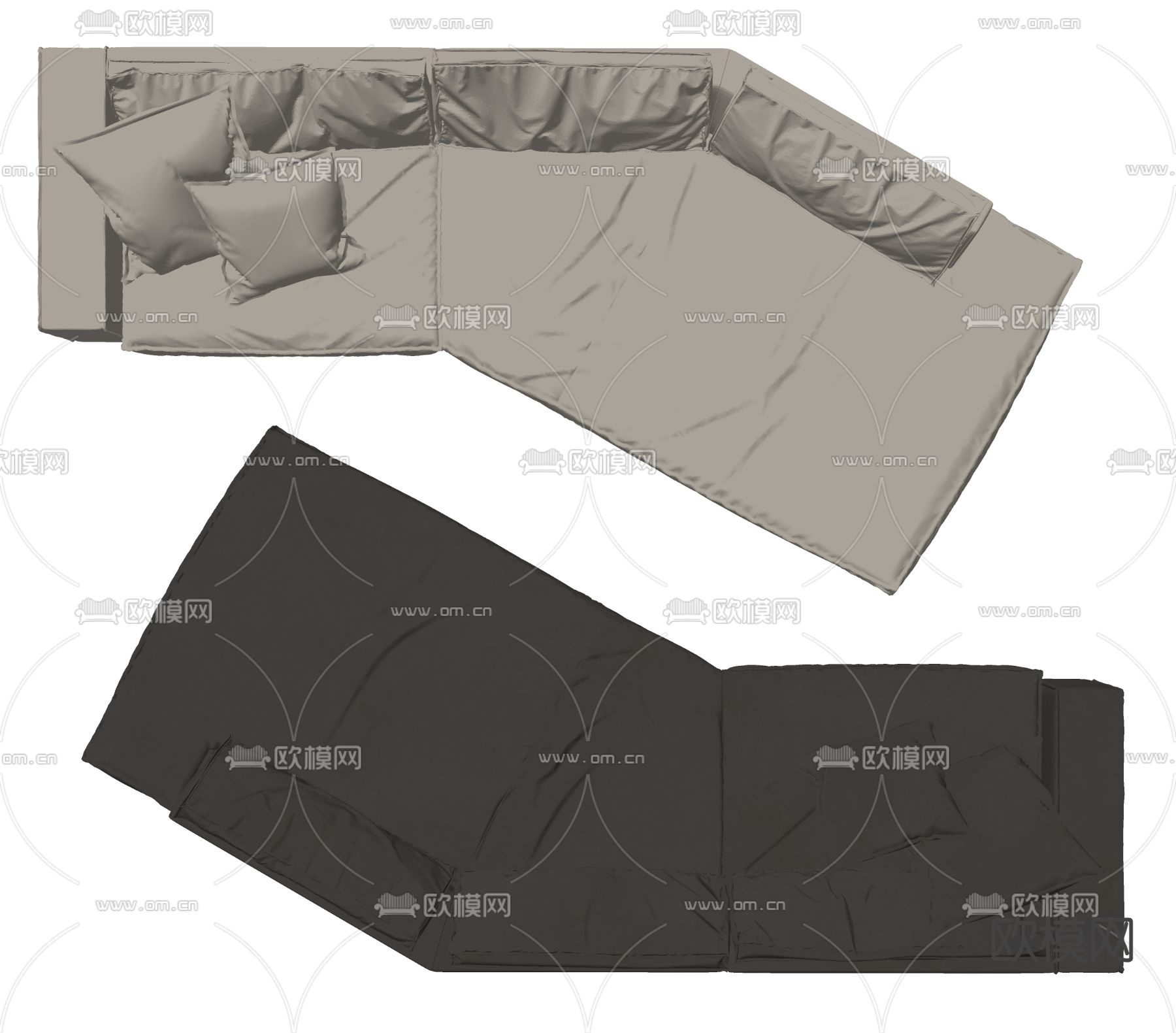 Baxter 转角沙发 异型沙发su模型下载（渲染图1）