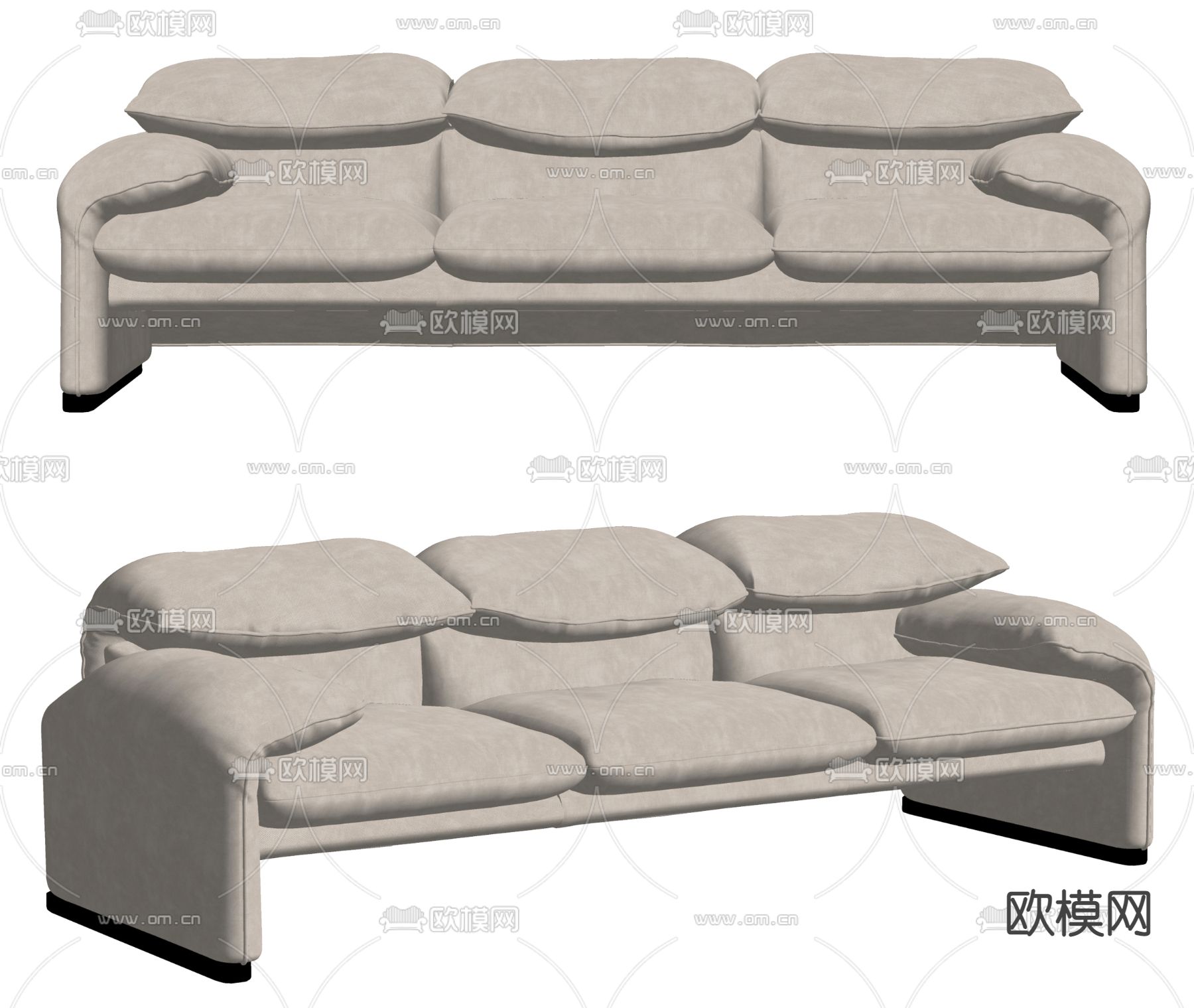 Cassina 三人沙发su模型下载（渲染图2）
