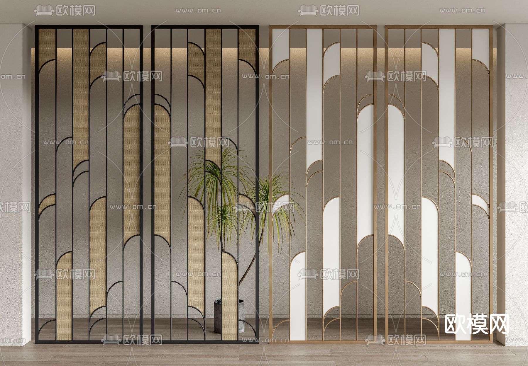 镂空金属屏风 隔断su模型下载（渲染图1）