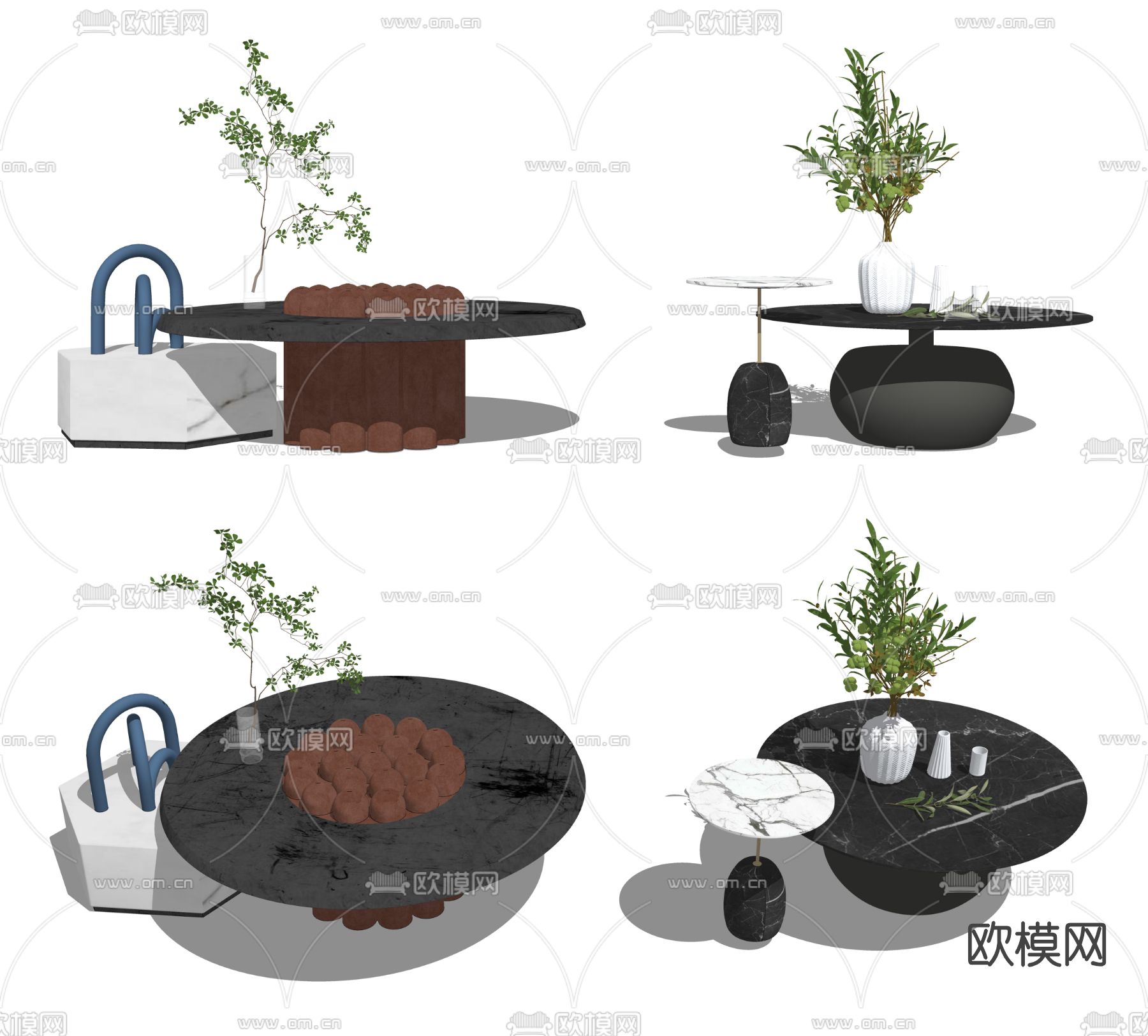 现代轻奢茶几su模型下载（渲染图2）