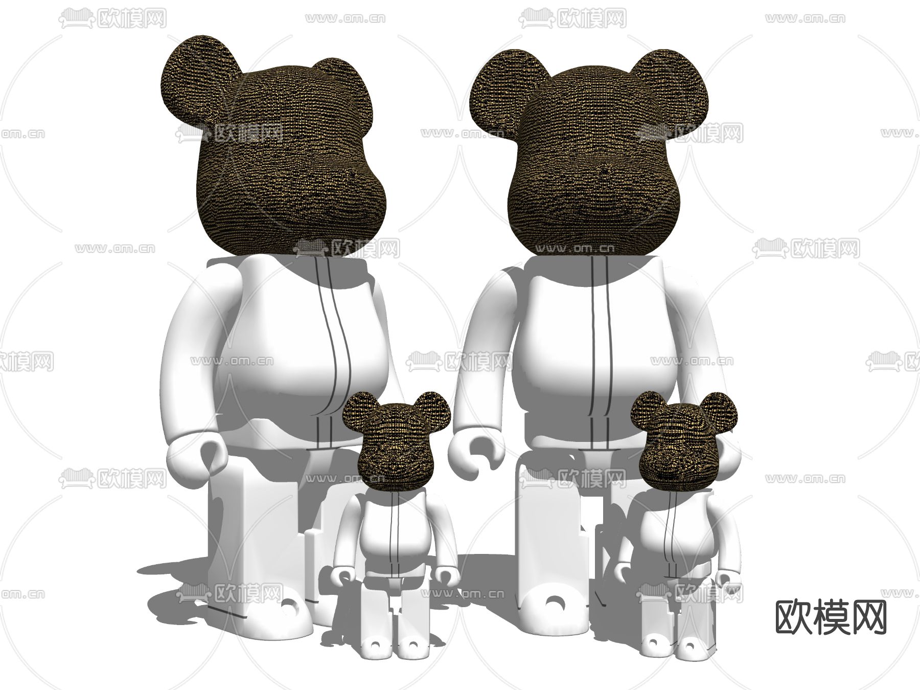 现代暴力熊雕塑摆件su模型