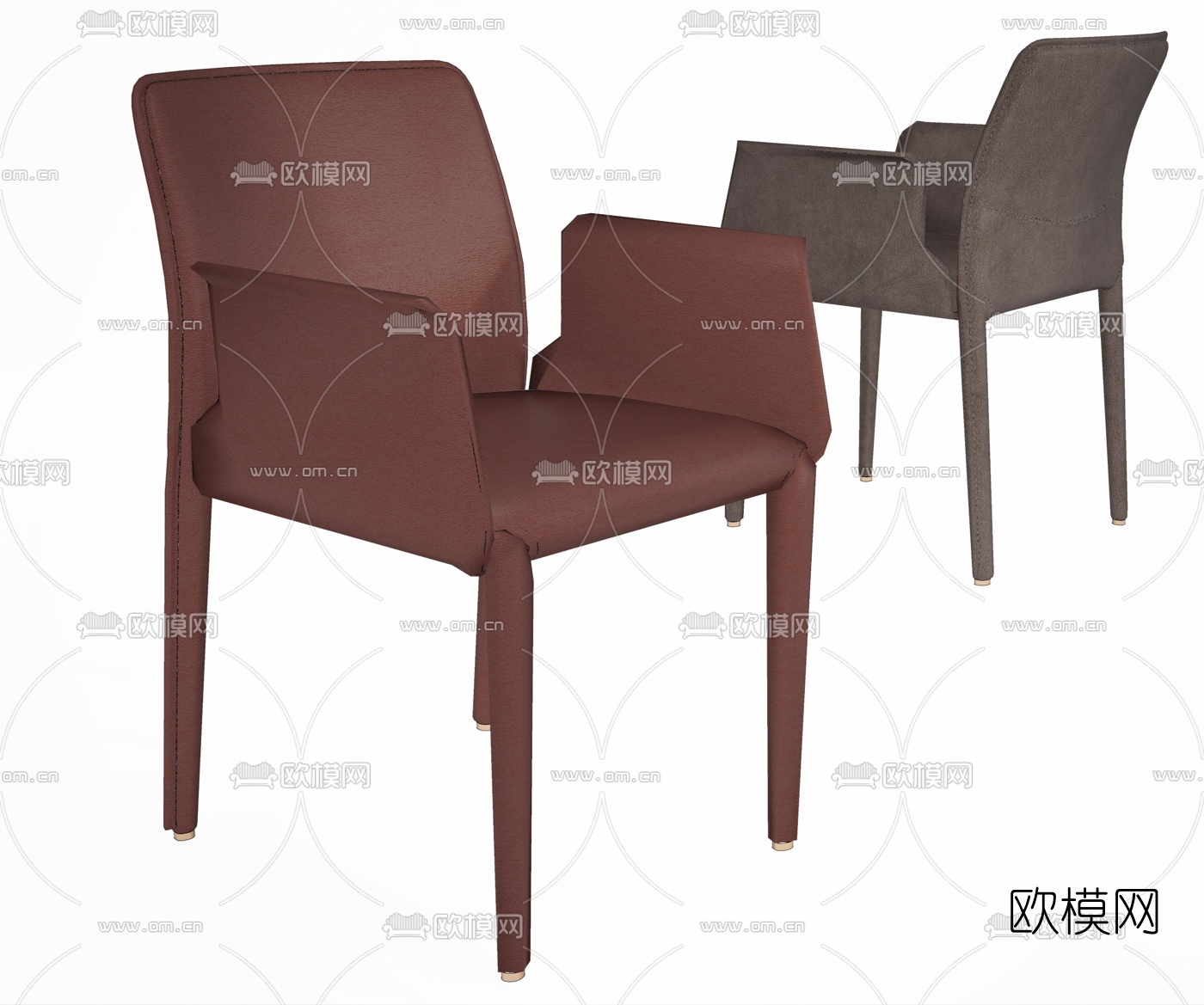 现代皮革餐椅su模型
