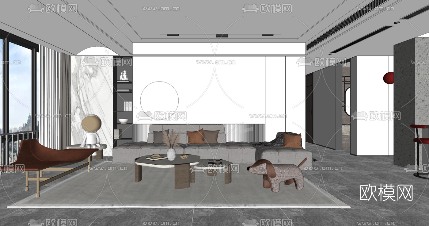 现代客厅su模型