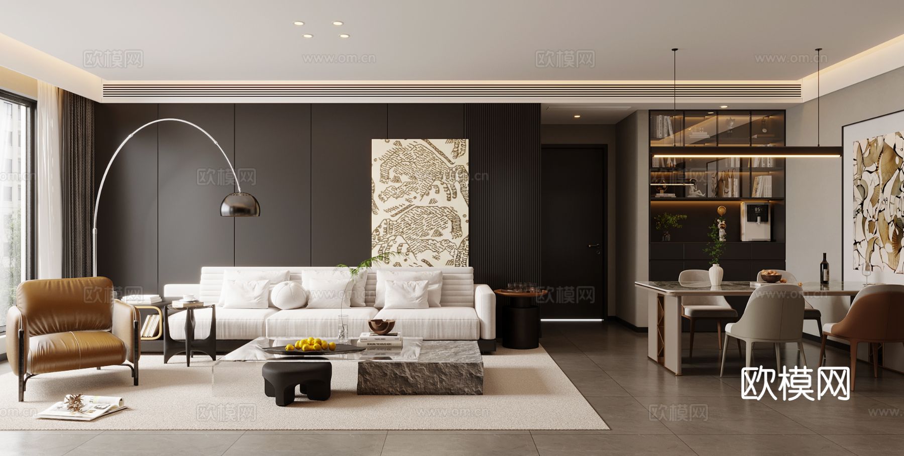 轻奢客餐厅3d模型下载