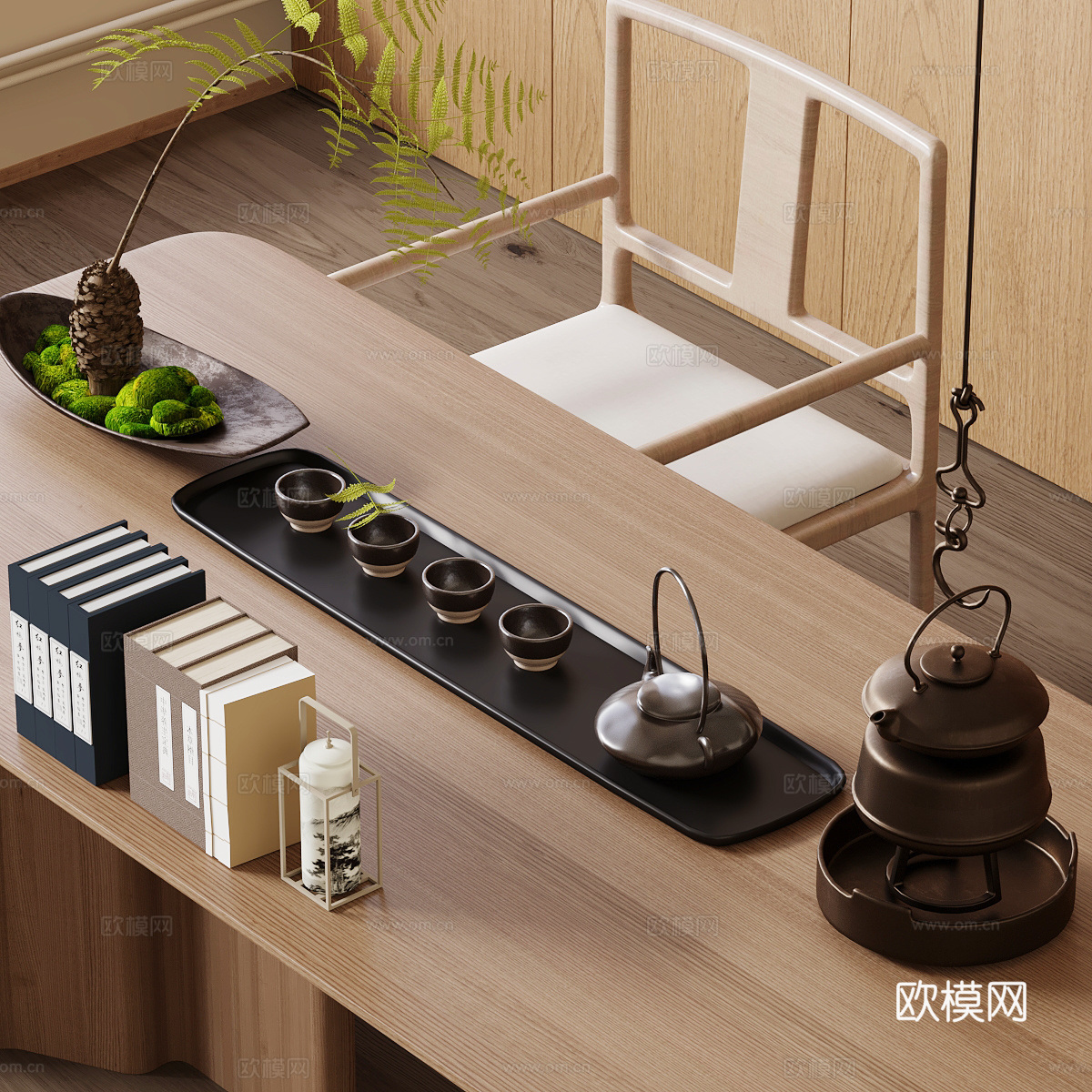 新中式茶具 茶壶 烧水壶 公道杯su模型下载（渲染图2）