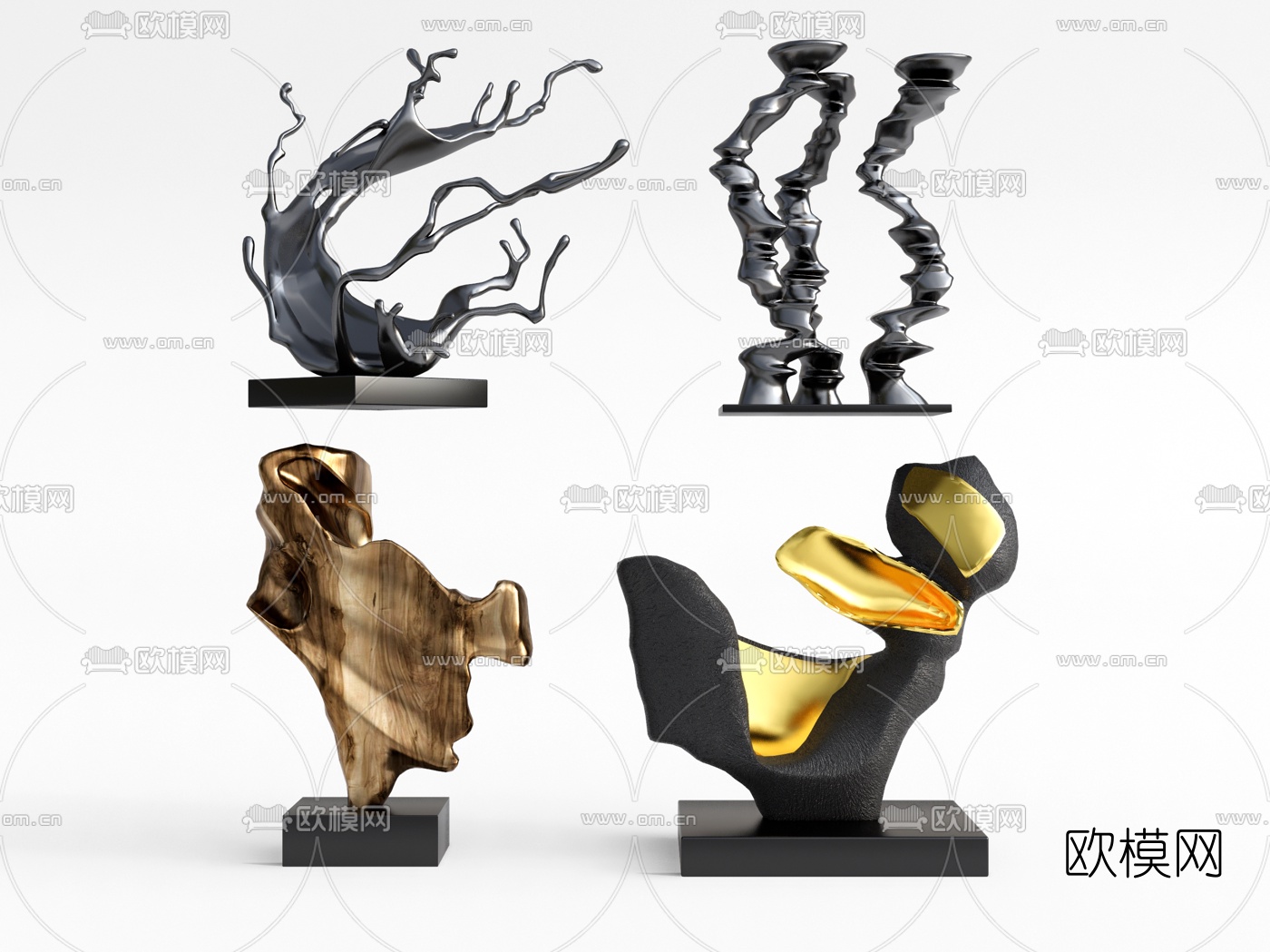 现代抽象雕塑su模型