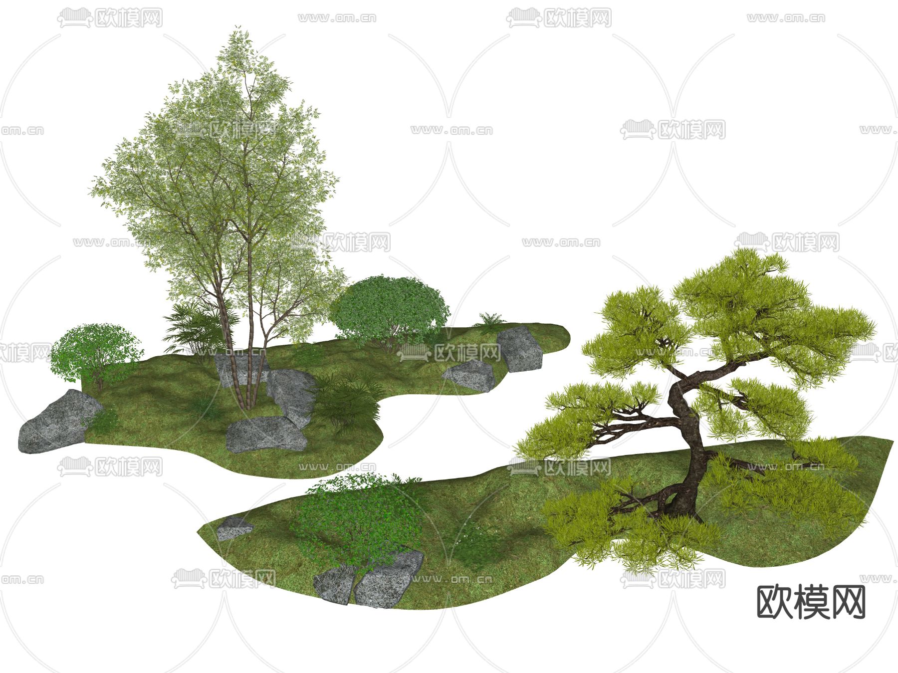 松树 景观树 植物堆su模型