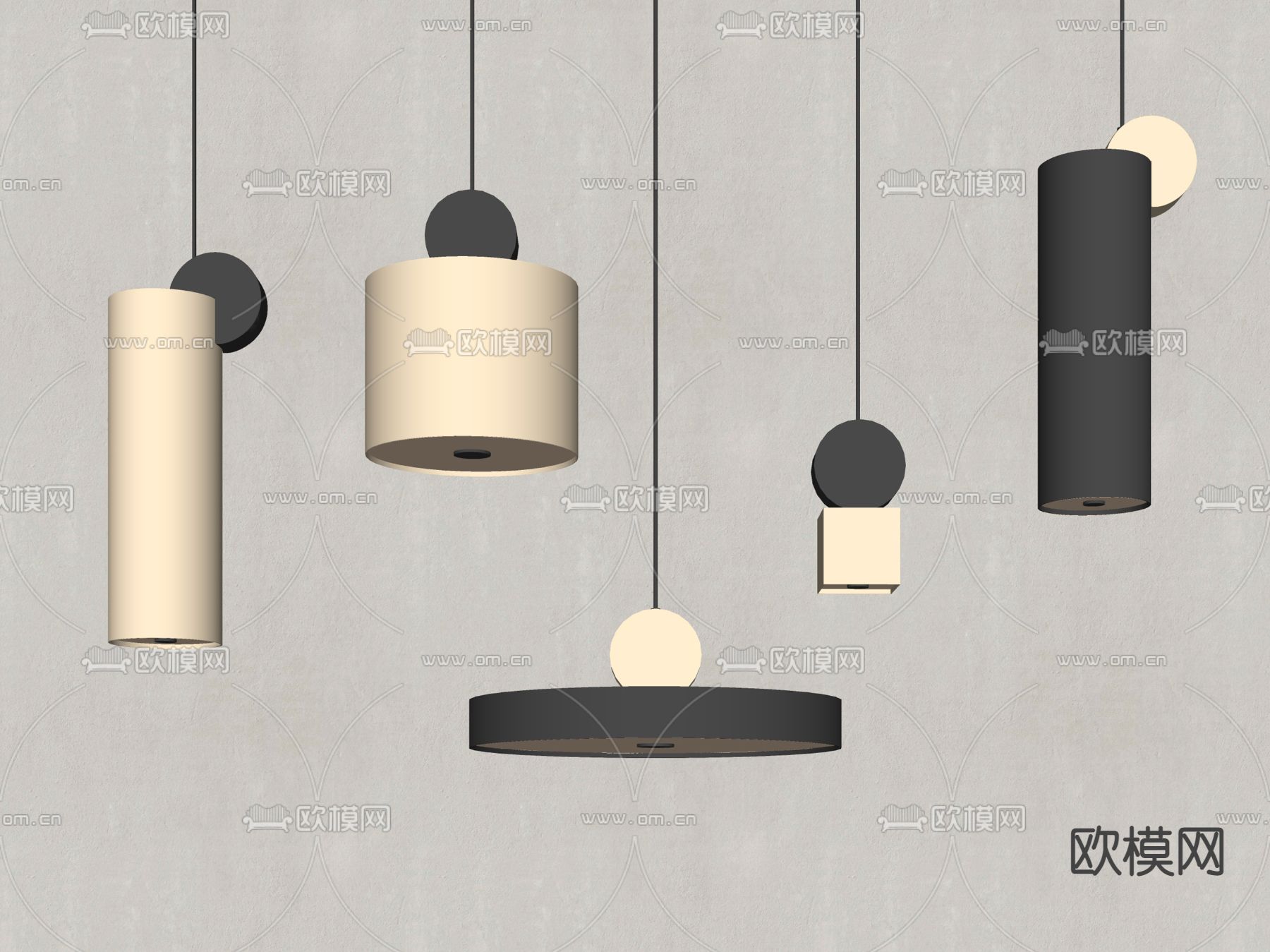 Calee 床头小吊灯su模型