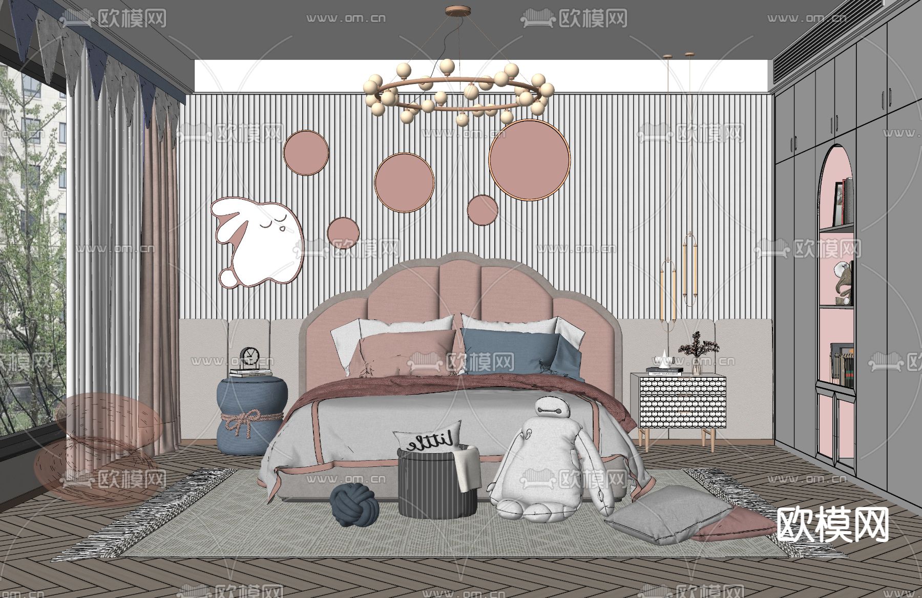 现代儿童房su模型