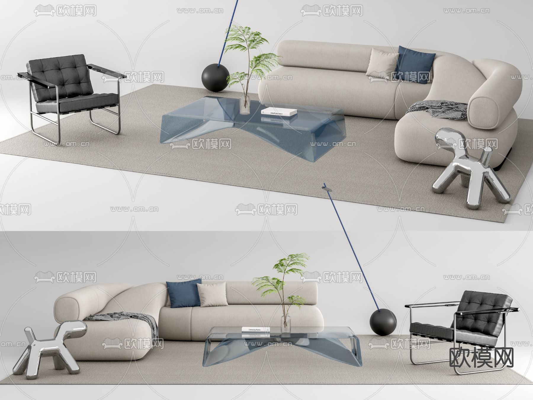现代异型组合沙发su模型