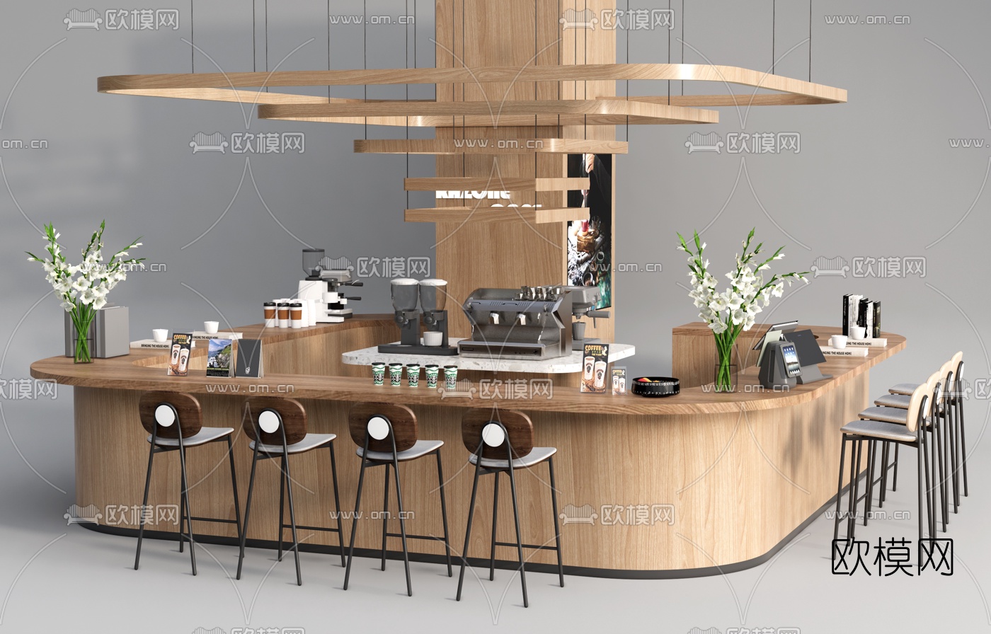 现代吧台吧椅su模型