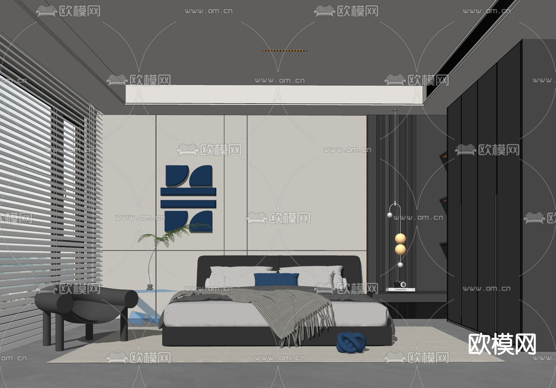现代卧室主人房su模型