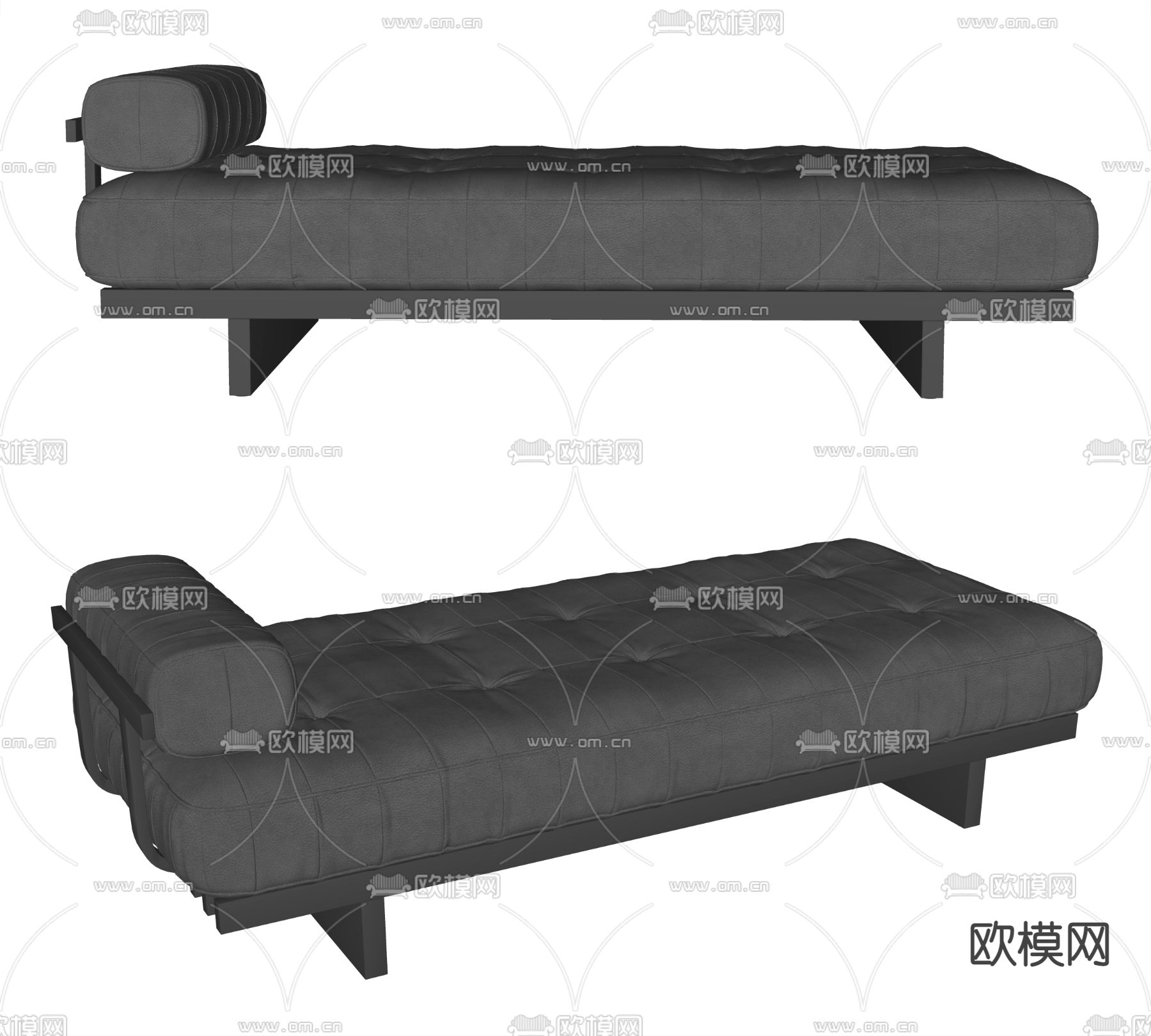 现代皮革沙发凳su模型下载（渲染图2）