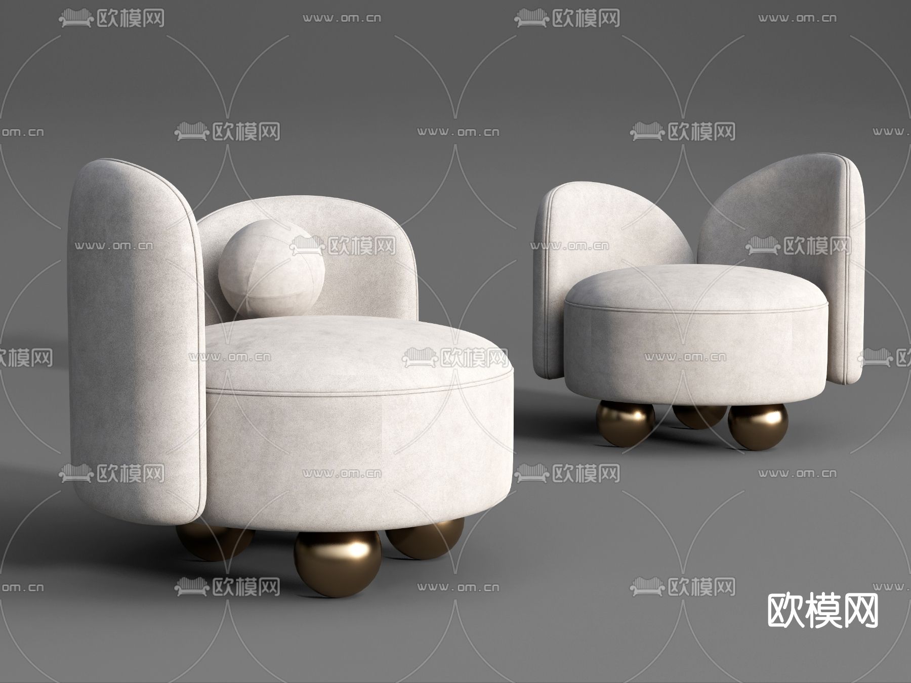 现代布艺休闲沙发su模型下载（渲染图1）