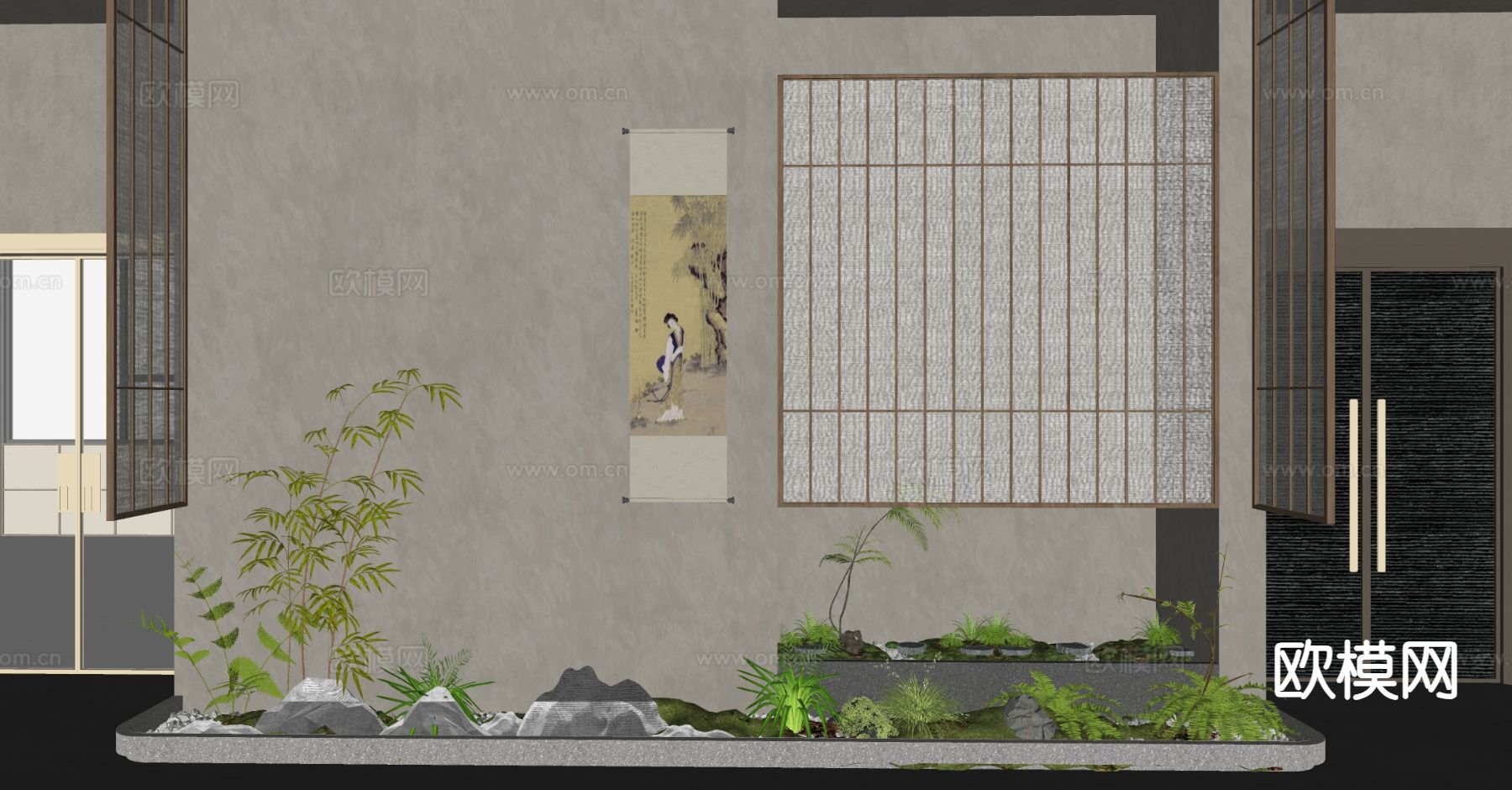 室内景观 植物造景 植物堆su模型下载（渲染图1）