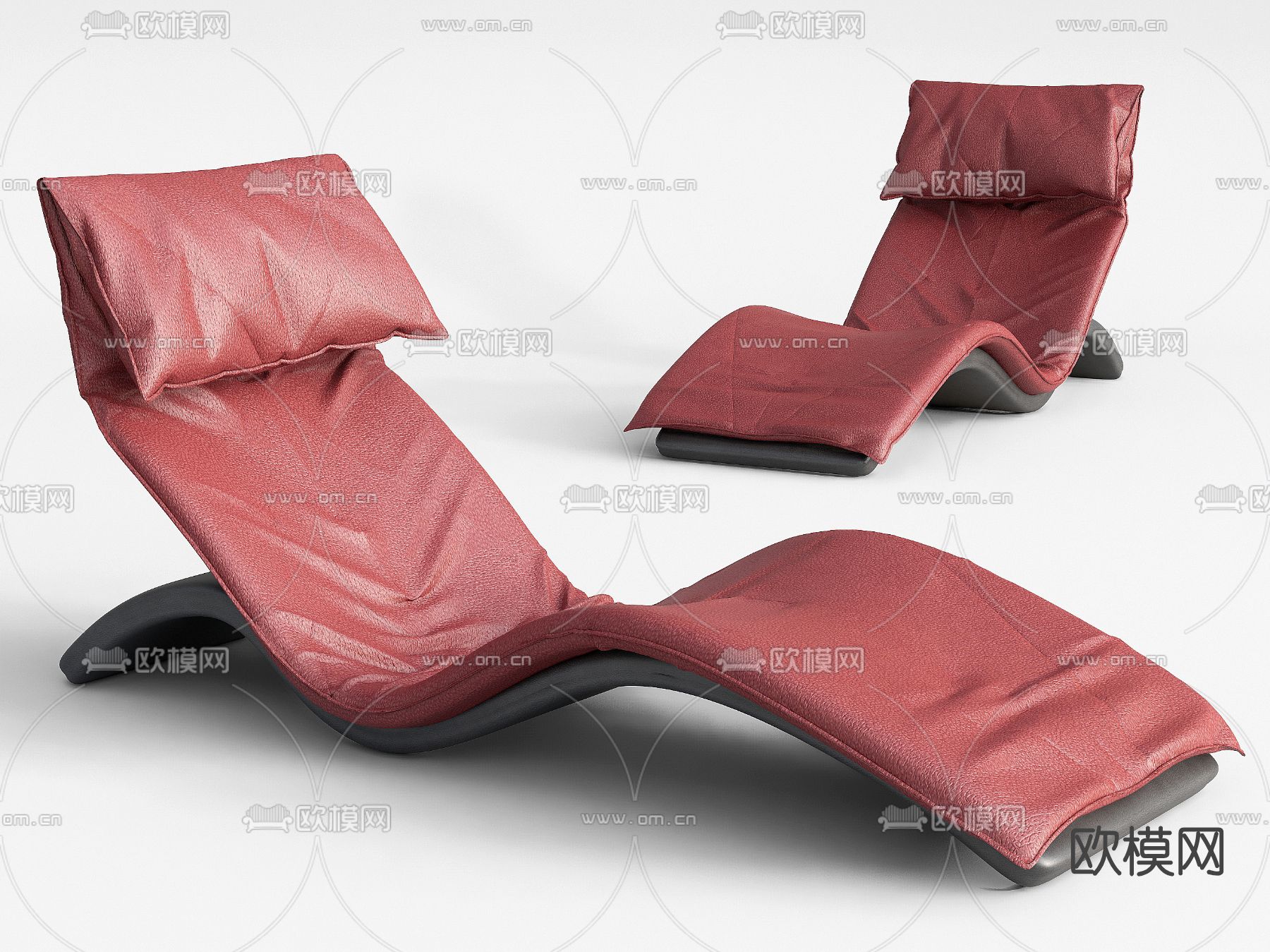 现代皮革躺椅su模型下载（渲染图1）