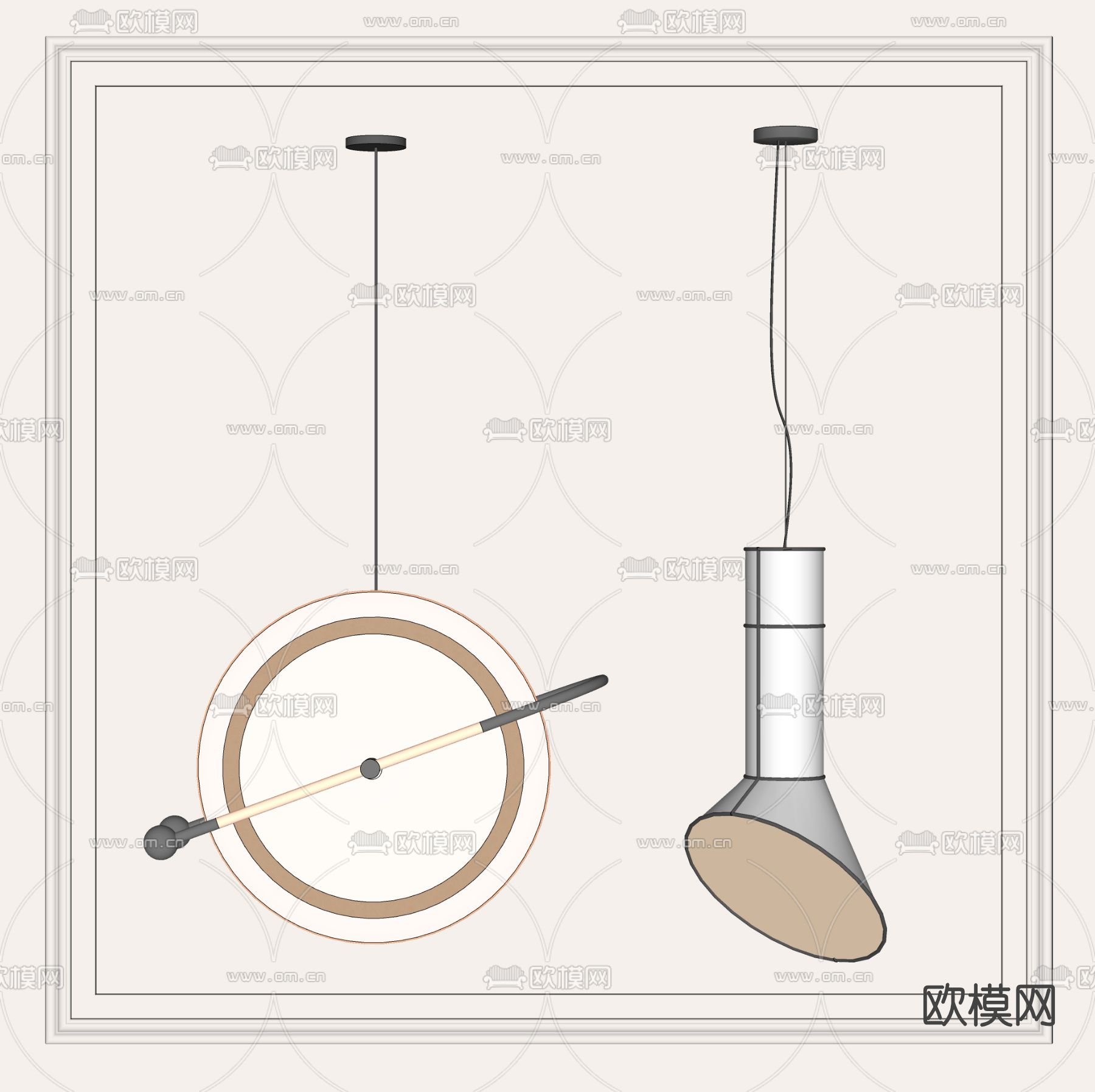 现代时尚吊灯su模型