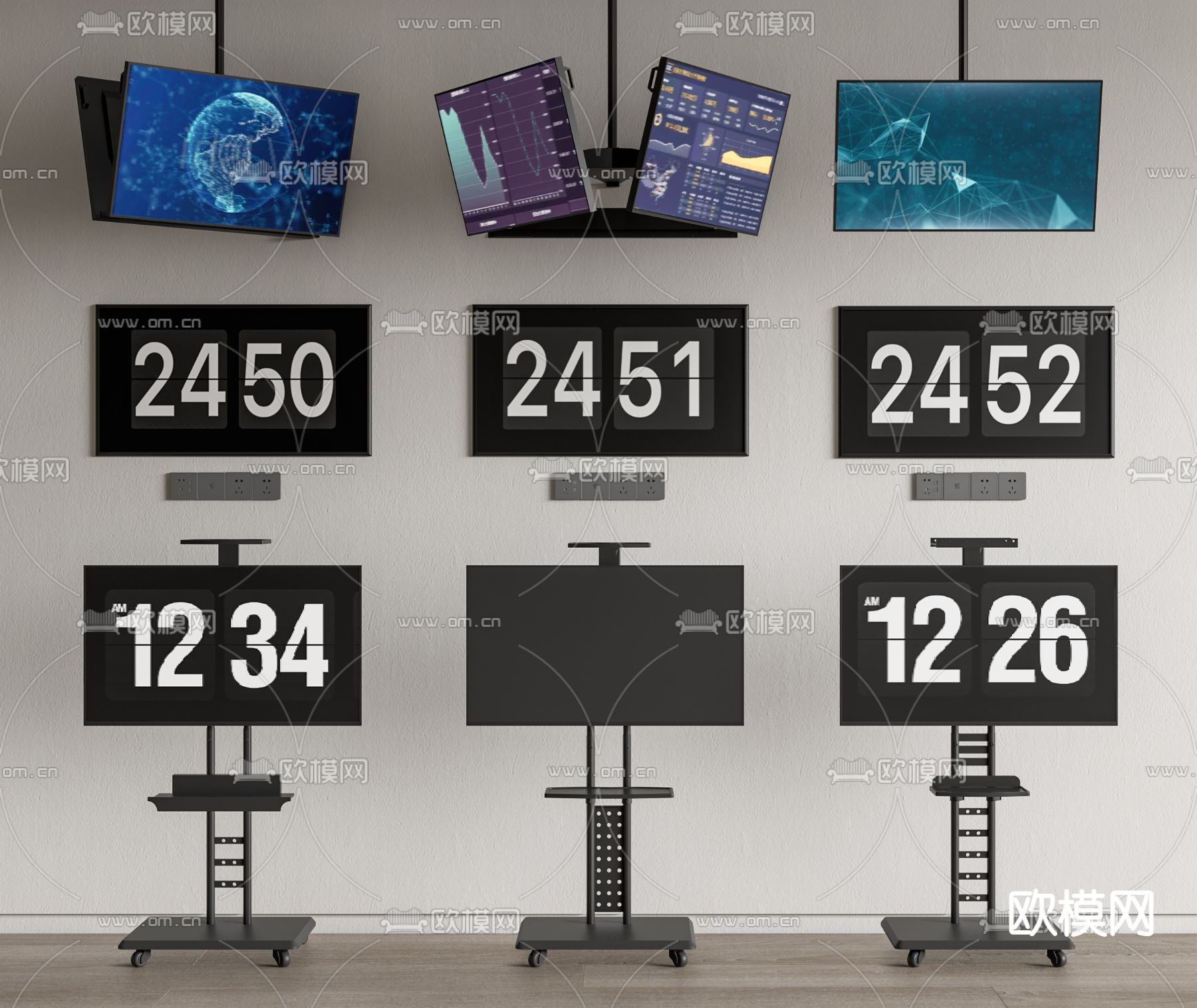 移动电视 支架电视机su模型下载（渲染图1）