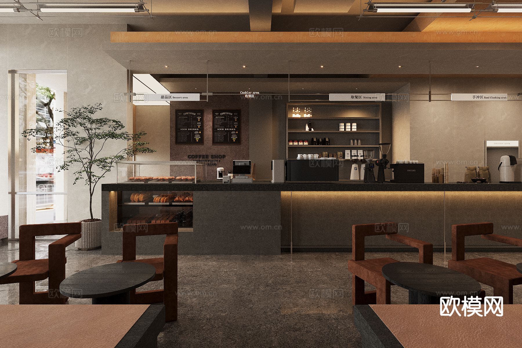 中古风咖啡厅3d模型下载（渲染图1）