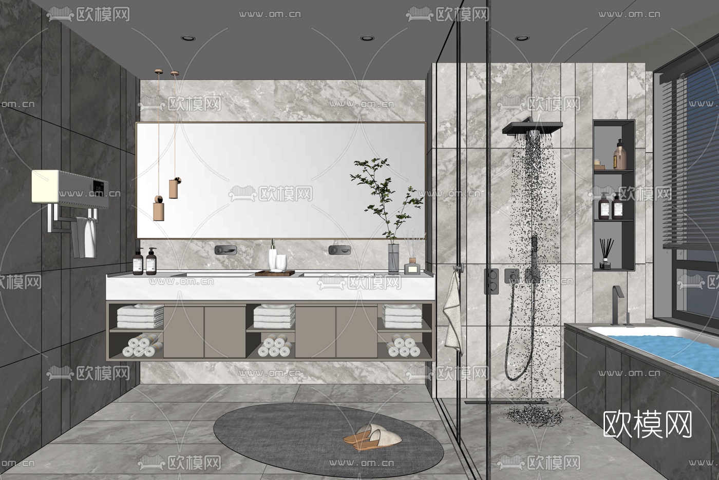 现代卫生间浴室su模型