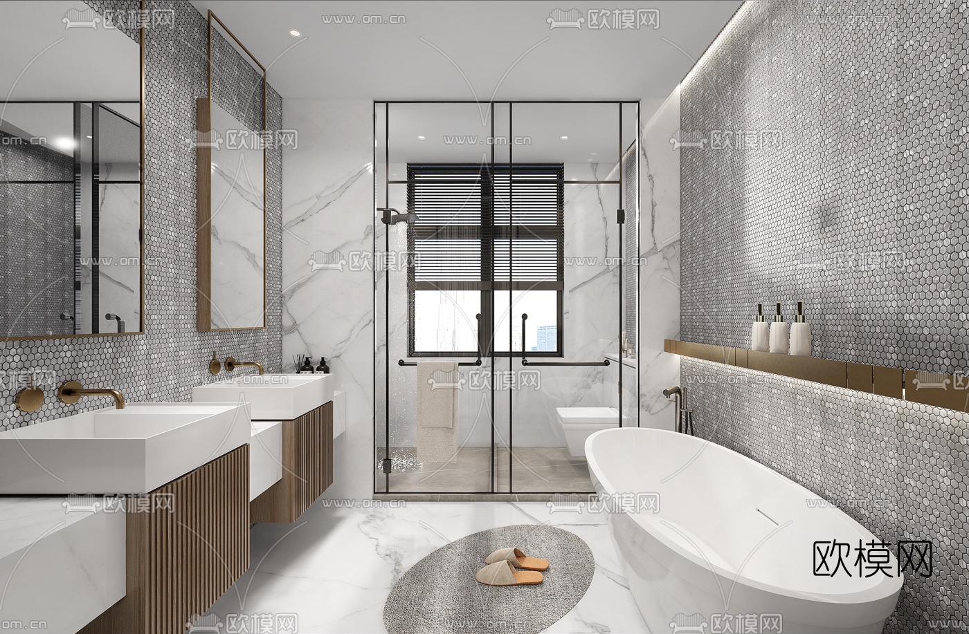现代卫生间浴室su模型下载（渲染图1）