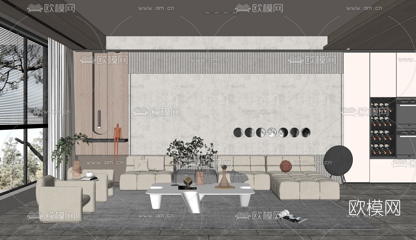 现代客厅su模型