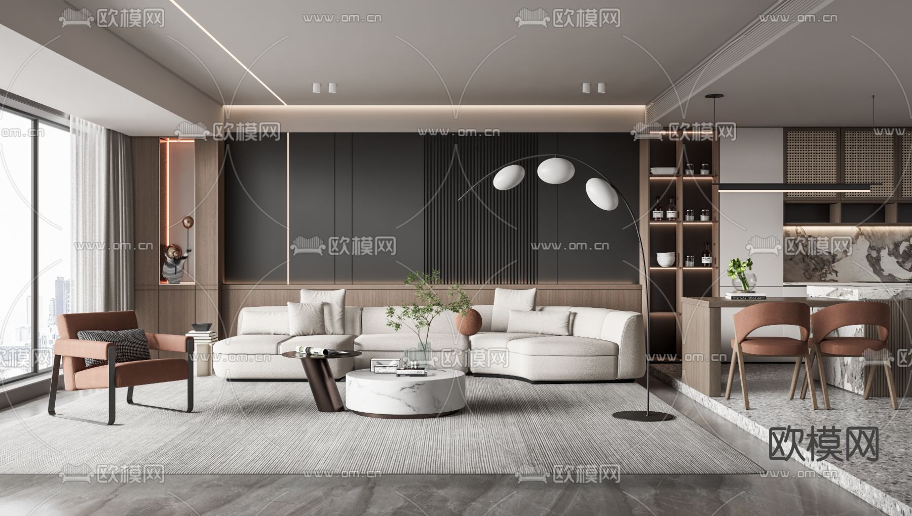 现代客厅su模型