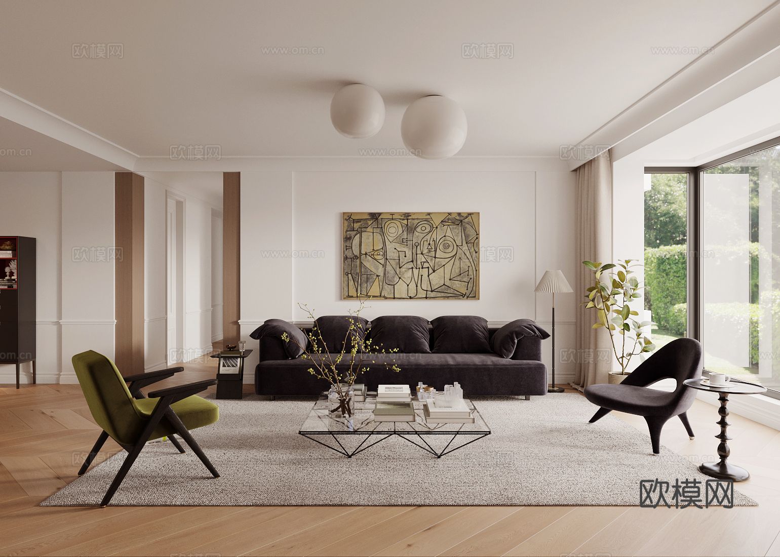 法式客厅3d模型下载（渲染图1）