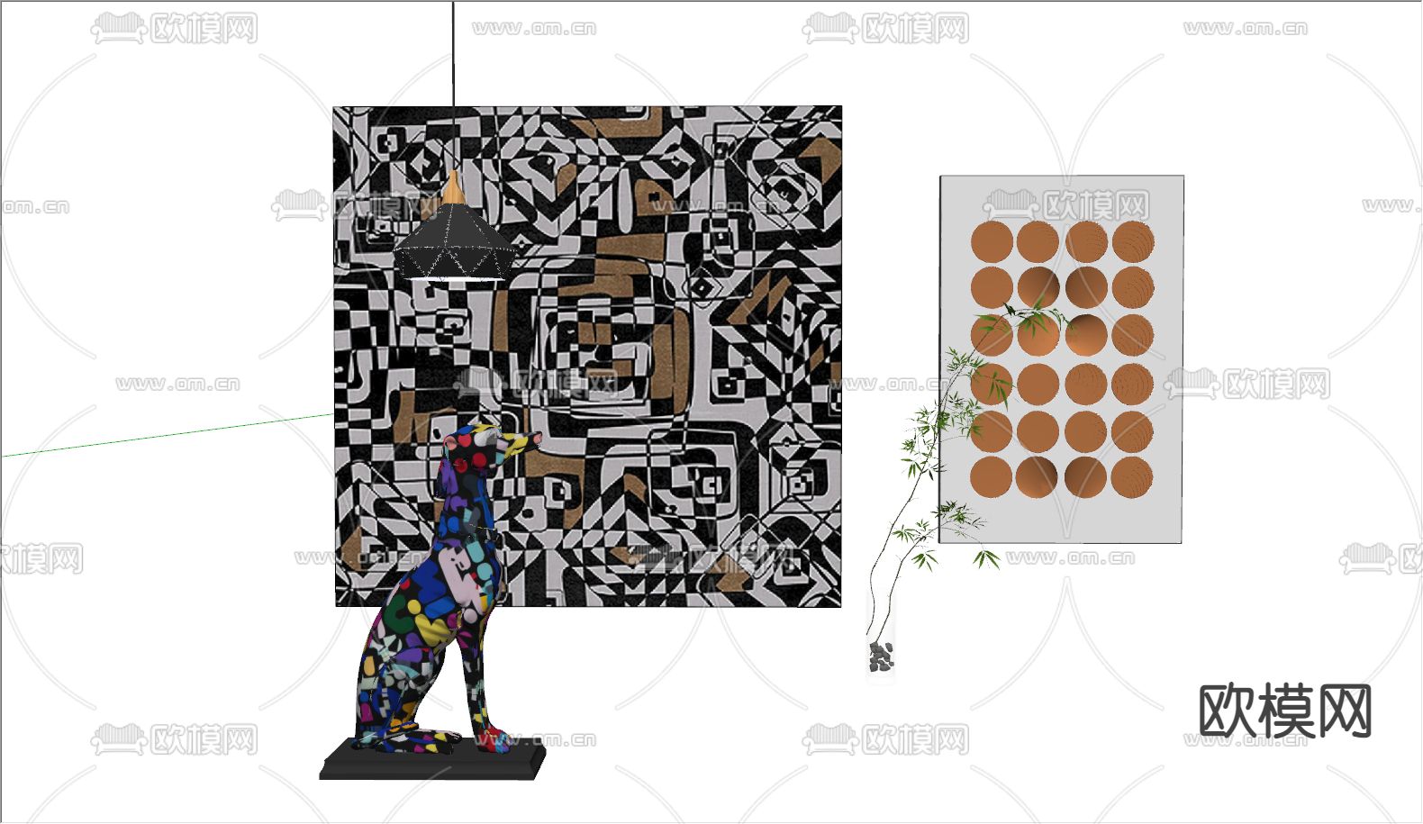 现代挂画 立体画su模型