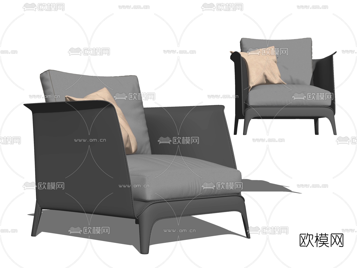 现代布艺休闲椅su模型