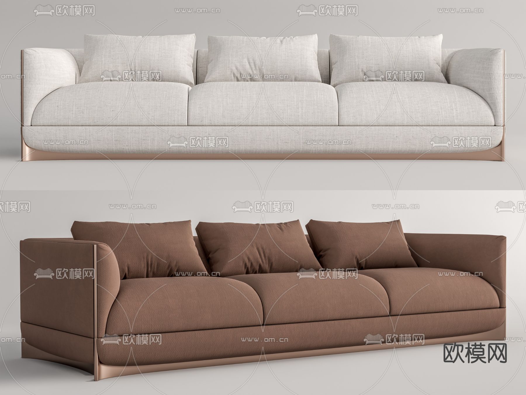 现代布艺多人沙发su模型下载（渲染图1）