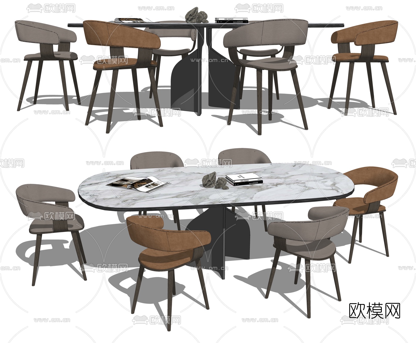 现代轻奢餐桌椅su模型