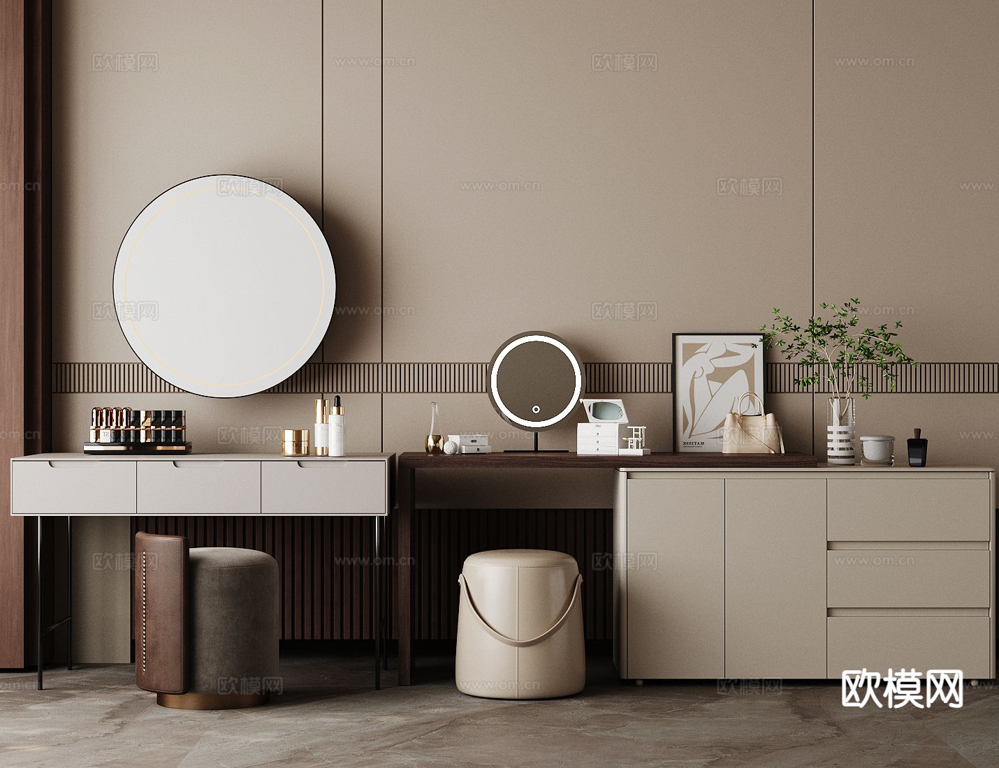 意式梳妆台 化妆桌3d模型下载