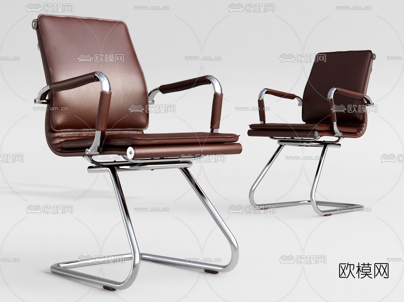 现代皮革办公椅su模型